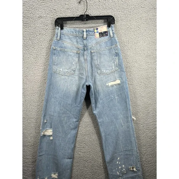 New Free People With The Band Relaxed Jeans LA Blue - Picture 8 of 12